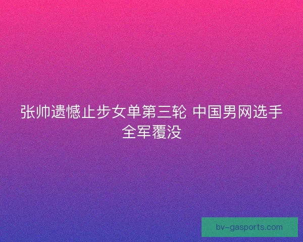 张帅遗憾止步女单第三轮 中国男网选手全军覆没 张帅遗憾止步女单第三轮 中国男网选手全军覆没